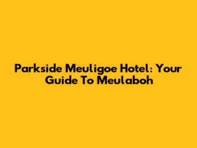 Parkside Meuligoe Hotel: Your Guide To Meulaboh