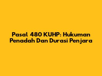 Pasal 480 KUHP: Hukuman Penadah Dan Durasi Penjara