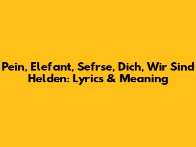 Pein, Elefant, Sefrse, Dich, Wir Sind Helden: Lyrics & Meaning