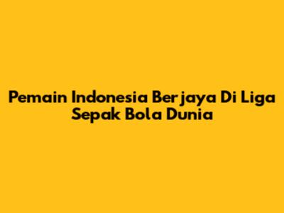 Pemain Indonesia Berjaya Di Liga Sepak Bola Dunia