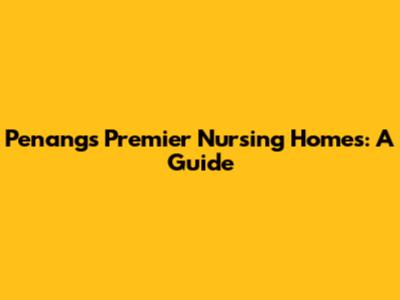 Penang's Premier Nursing Homes: A Guide