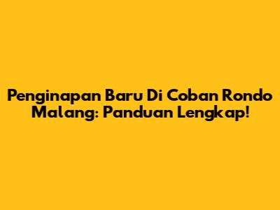 Penginapan Baru Di Coban Rondo Malang: Panduan Lengkap!