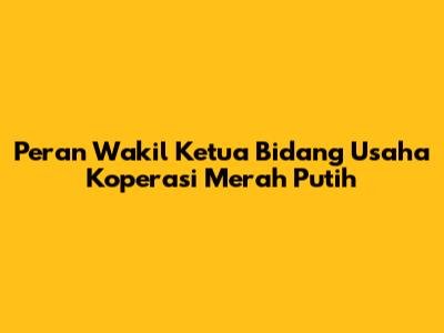 Peran Wakil Ketua Bidang Usaha Koperasi Merah Putih