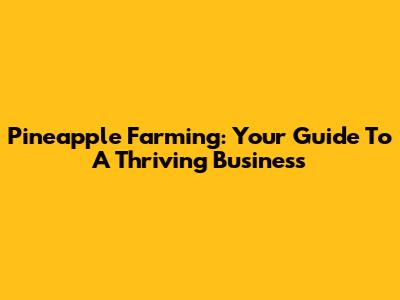 Pineapple Farming: Your Guide To A Thriving Business