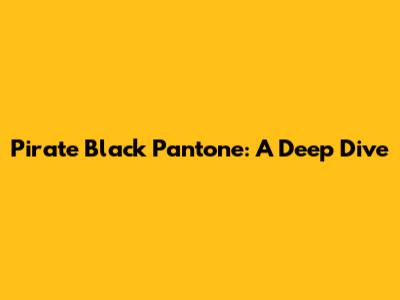 Pirate Black Pantone: A Deep Dive
