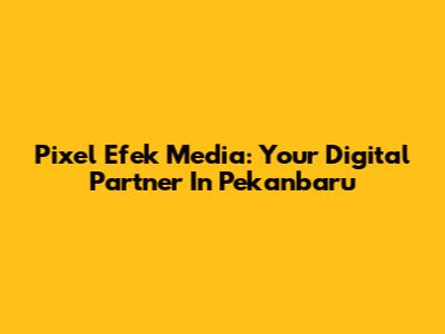 Pixel Efek Media: Your Digital Partner In Pekanbaru