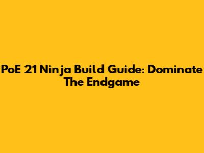 PoE 21 Ninja Build Guide: Dominate The Endgame