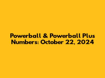 Powerball & Powerball Plus Numbers: October 22, 2024