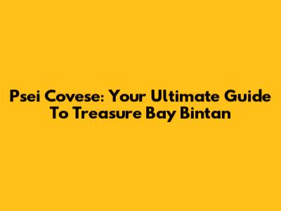 Psei Covese: Your Ultimate Guide To Treasure Bay Bintan