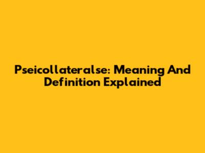 Pseicollateralse: Meaning And Definition Explained