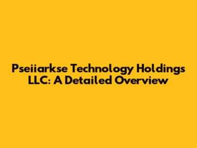 Pseiiarkse Technology Holdings LLC: A Detailed Overview