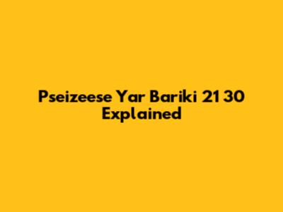 Pseizeese Yar Bariki 21 30 Explained