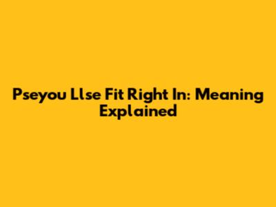 Pseyou Llse Fit Right In: Meaning Explained