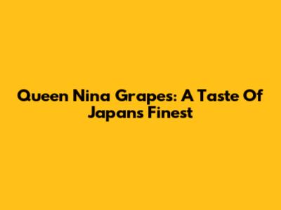 Queen Nina Grapes: A Taste Of Japan's Finest
