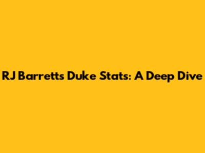RJ Barrett's Duke Stats: A Deep Dive