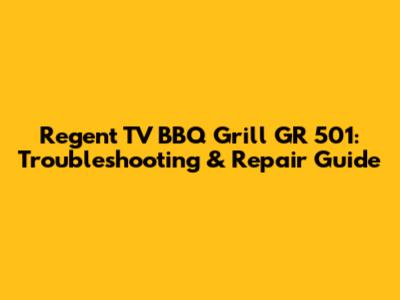 Regent TV BBQ Grill GR 501: Troubleshooting & Repair Guide