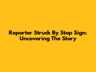 Reporter Struck By Stop Sign: Uncovering The Story