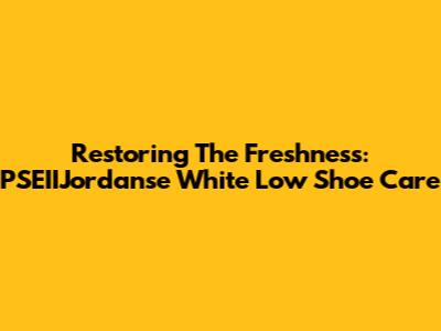 Restoring The Freshness: PSEIIJordanse White Low Shoe Care