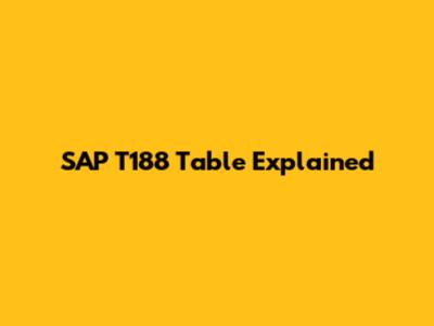 SAP T188 Table Explained
