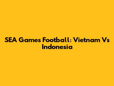 SEA Games Football: Vietnam Vs Indonesia