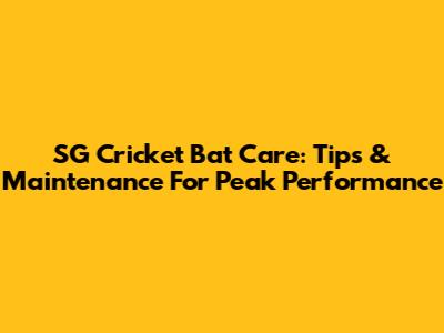 SG Cricket Bat Care: Tips & Maintenance For Peak Performance