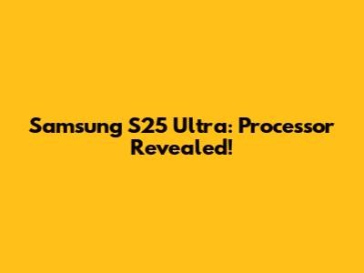 Samsung S25 Ultra: Processor Revealed!