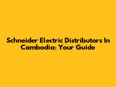 Schneider Electric Distributors In Cambodia: Your Guide