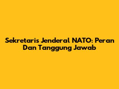 Sekretaris Jenderal NATO: Peran Dan Tanggung Jawab