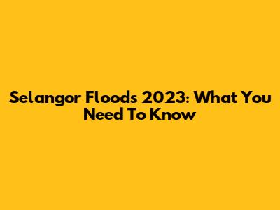Selangor Floods 2023: What You Need To Know
