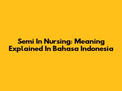 Semi In Nursing: Meaning Explained In Bahasa Indonesia