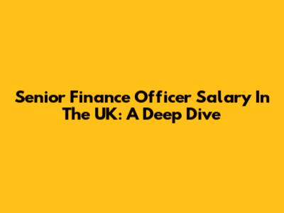 Senior Finance Officer Salary In The UK: A Deep Dive