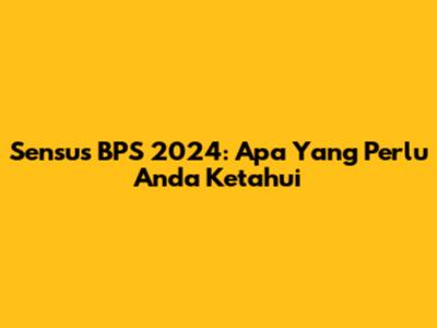 Sensus BPS 2024: Apa Yang Perlu Anda Ketahui