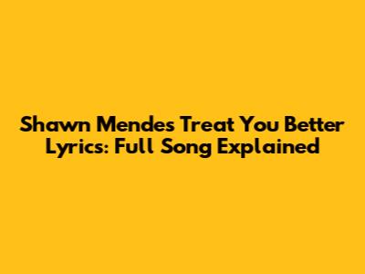 Shawn Mendes' "Treat You Better" Lyrics: Full Song Explained