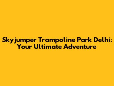 Skyjumper Trampoline Park Delhi: Your Ultimate Adventure