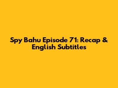 Spy Bahu Episode 71: Recap & English Subtitles