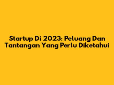Startup Di 2023: Peluang Dan Tantangan Yang Perlu Diketahui