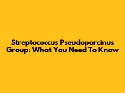 Streptococcus Pseudoporcinus Group: What You Need To Know