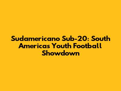 Sudamericano Sub-20: South America's Youth Football Showdown