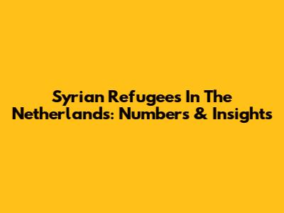 Syrian Refugees In The Netherlands: Numbers & Insights