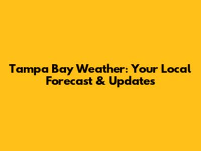 Tampa Bay Weather: Your Local Forecast & Updates