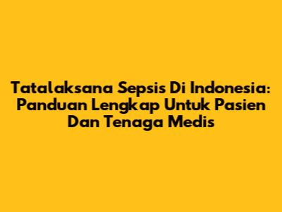 Tatalaksana Sepsis Di Indonesia: Panduan Lengkap Untuk Pasien Dan Tenaga Medis