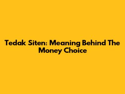 Tedak Siten: Meaning Behind The Money Choice