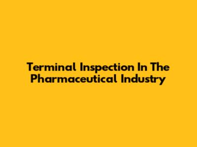 Terminal Inspection In The Pharmaceutical Industry