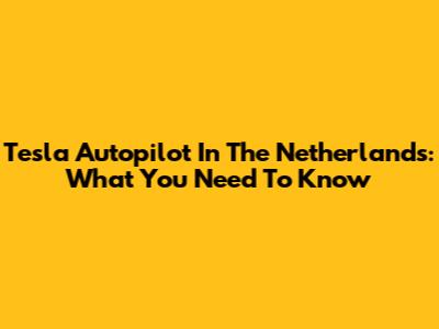 Tesla Autopilot In The Netherlands: What You Need To Know