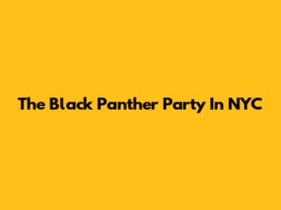 The Black Panther Party In NYC