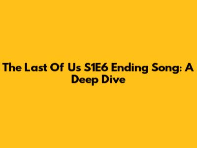 The Last Of Us S1E6 Ending Song: A Deep Dive
