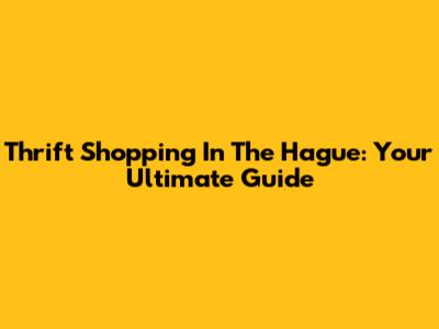 Thrift Shopping In The Hague: Your Ultimate Guide