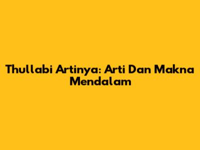 Thullabi Artinya: Arti Dan Makna Mendalam