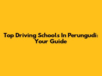 Top Driving Schools In Perungudi: Your Guide