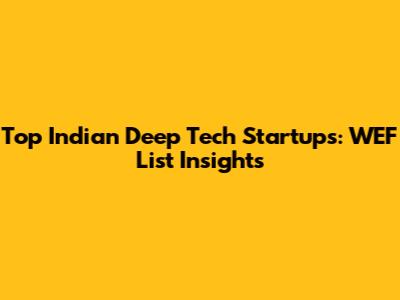 Top Indian Deep Tech Startups: WEF List Insights